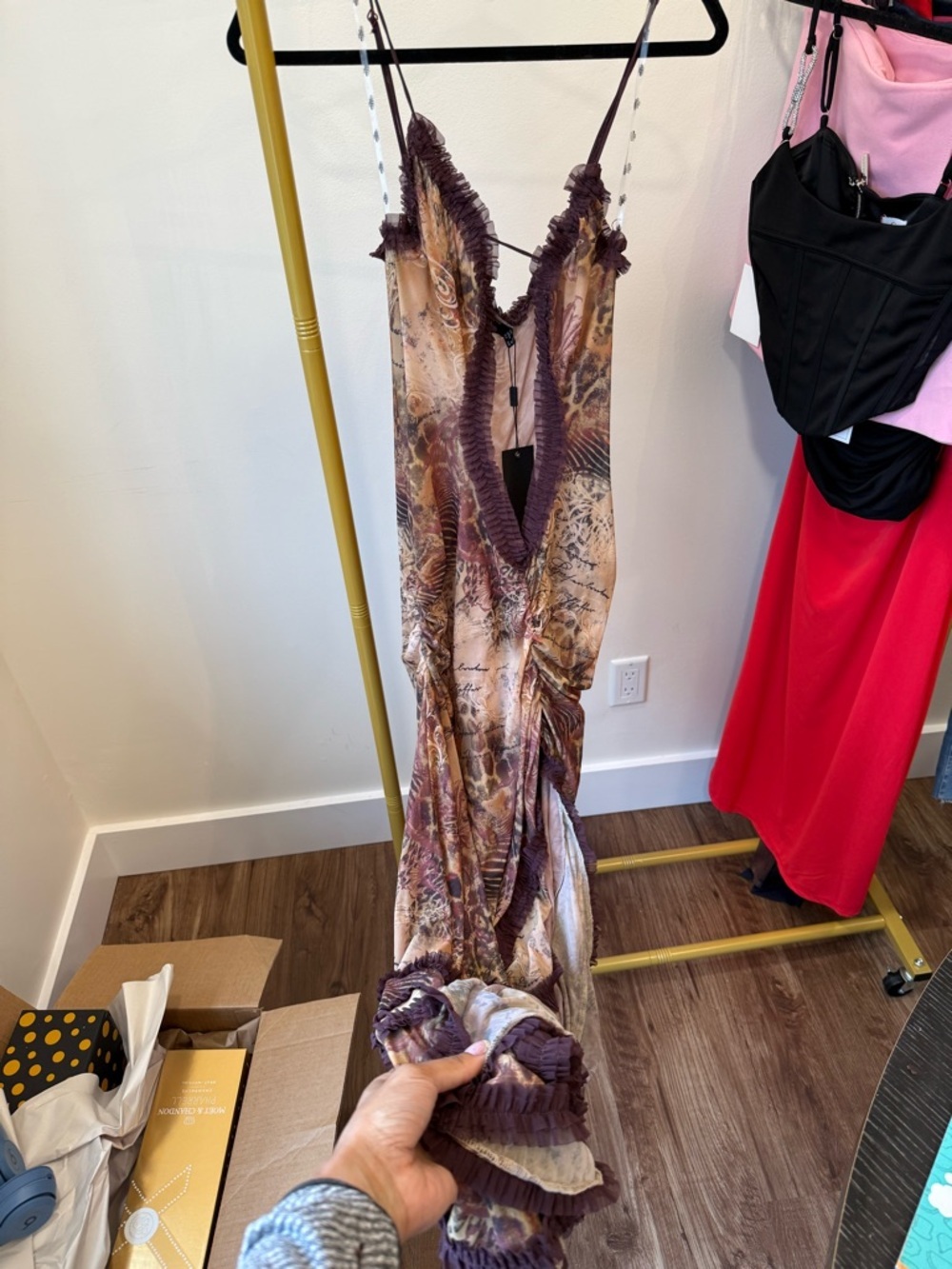 NWT Jaded London Fatale Maxi Dress in Sunrose Size 8 - Picture 5 of 7